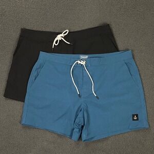 Set of 2 Standard Cloth Board Shorts Mens 2XL Blue Black 5" Inseam Swim Trunks